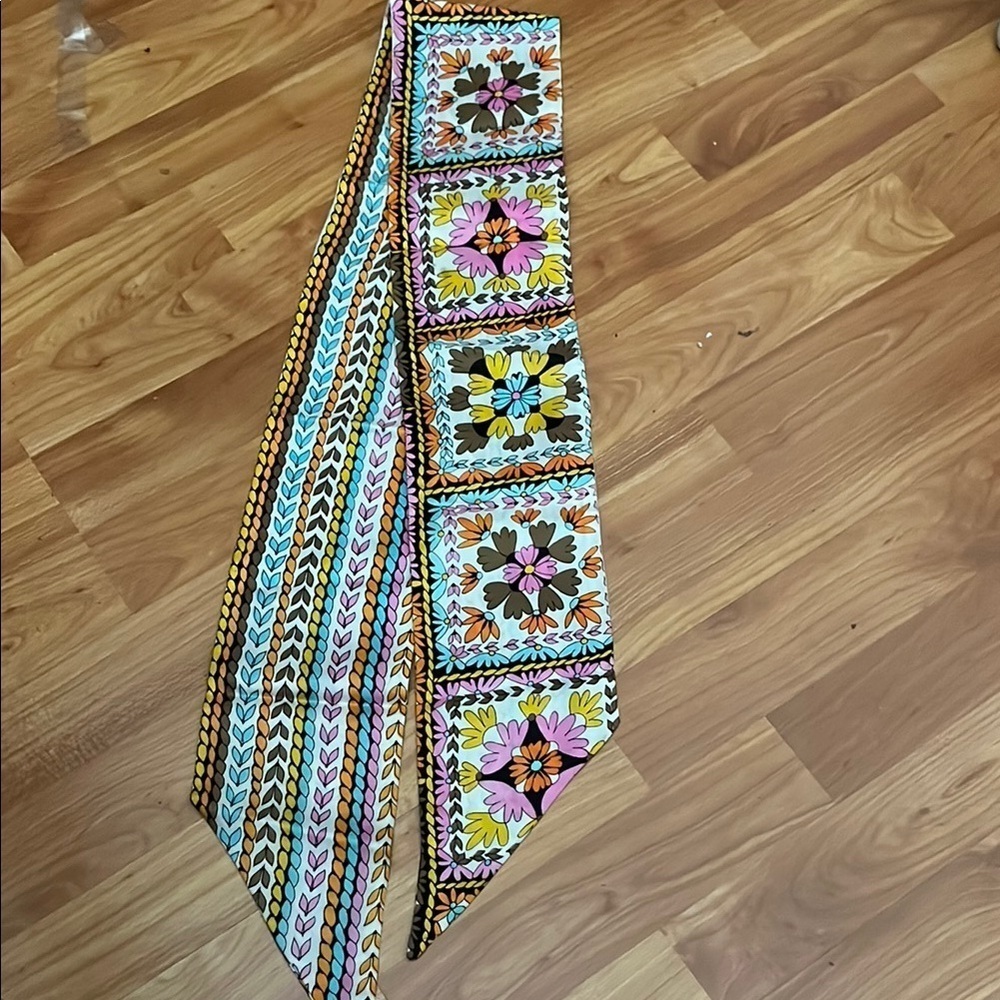 Floral and Geometric Patterned Scarf Head or Neck